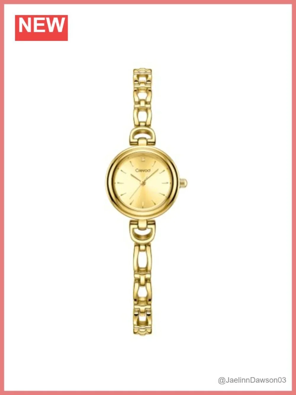 Elegant Gold D-Ring Bracelet Watch, Luxe Quartz Dress Timepiece